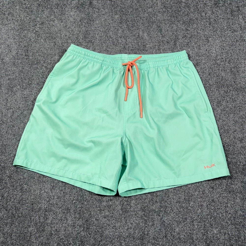 Huk Performance‎ Fishing Swim Trunks Mens Large 5.5 Inseam Mint Green